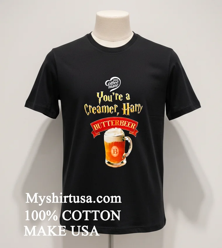 Coffeemate X Harry Potter Butterbeer Coffee Creamer Shirt - balck-shirt Coffeemate X Harry Potter Butterbeer Coffee Creamer Shirt Balck Shirt