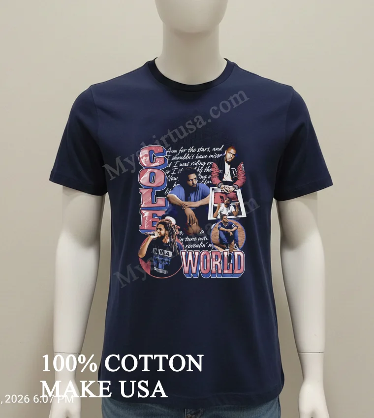 Cole World J Cole Lyric Collage Portrait funny america t-shirts - navy-shirt Cole World J Cole Lyric Collage Portrait Shirt Navy Shirt 1