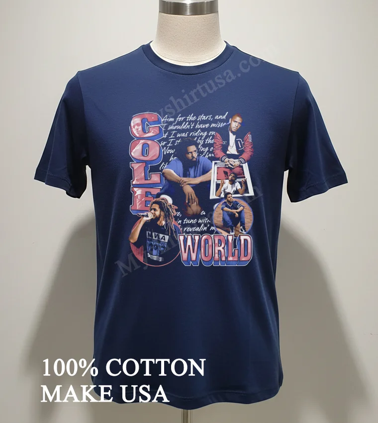 Cole World J Cole Lyric Collage Portrait Shirt Navy Shirt 2