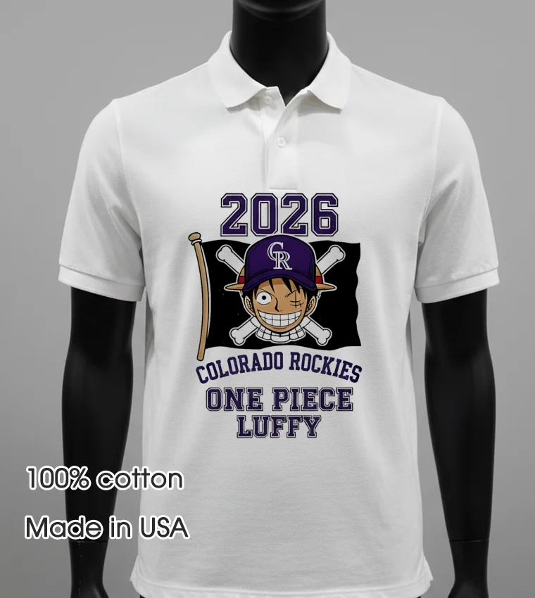 Colorado Rockies One Piece 2026 Luffy Shirt White T Shirt 1