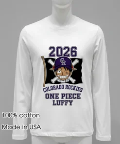 Colorado Rockies One Piece 2026 Luffy Shirt White T Shirt