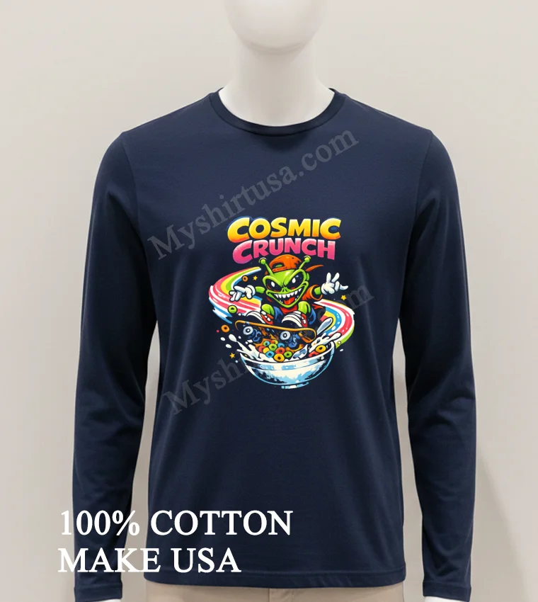 Cosmic Crunch Alien Skateboarding On A Rainbow Cereal Bowl funny america t-shirts - hoodie-shirt Cosmic Crunch Alien Skateboarding On A Rainbow Cereal Bowl Shirt Hoodie Shirt 1