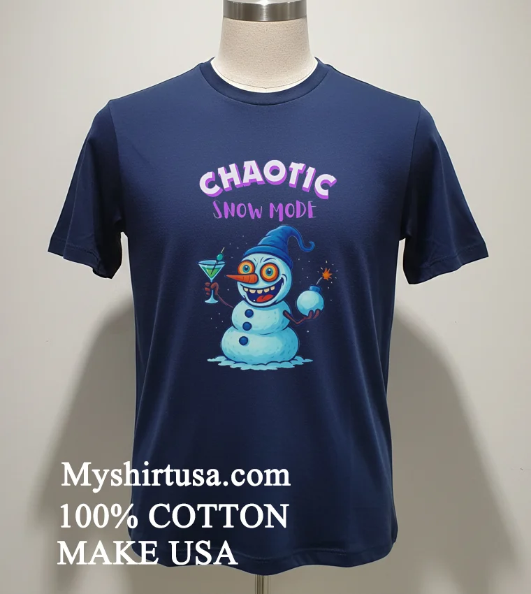 Crazy Snowman Chaotic Snow Mode Funny Shirt Navy Shirt 1
