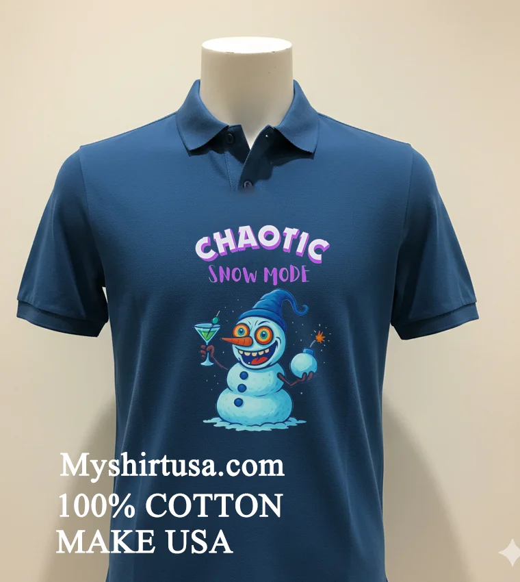 Crazy Snowman Chaotic Snow Mode Funny Shirt Navy Shirt 2