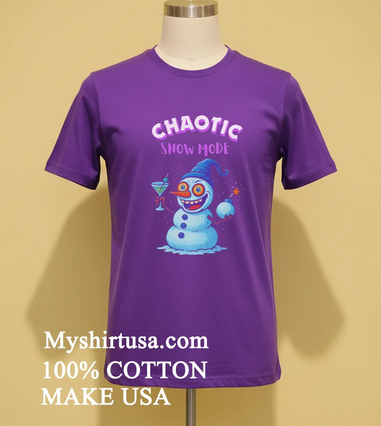 Crazy Snowman Chaotic Snow Mode Funny Shirt - purple-shirt Crazy Snowman Chaotic Snow Mode Funny Shirt Purple Shirt