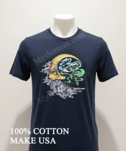 Crescent Moon Man With Beard Smoking Pipe Clouds funny america t-shirts