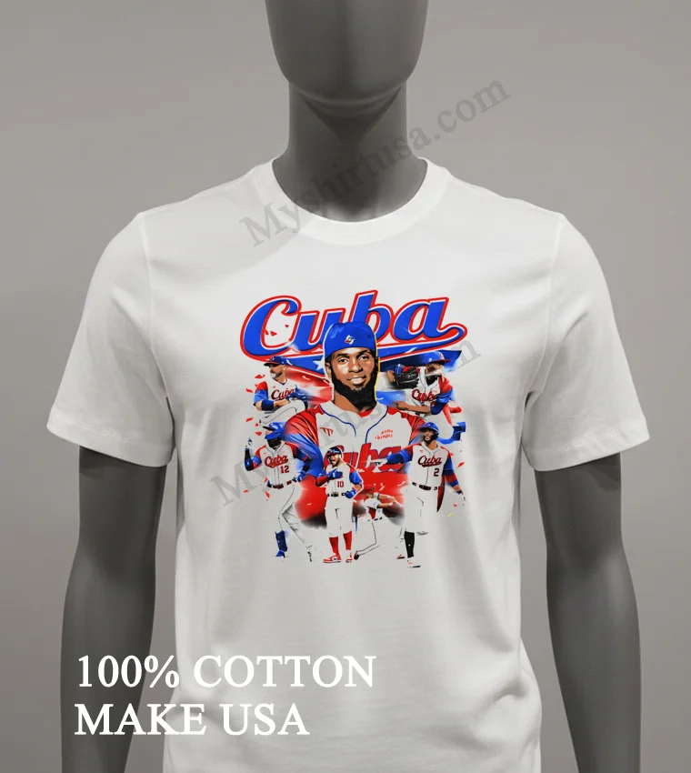 Cuba Baseball Players Team Logo Graphic Shirt White T Shirt 2