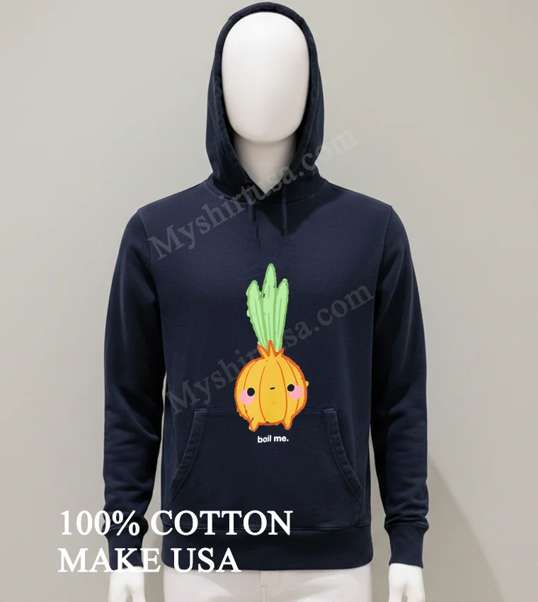 Cute Yellow Onion Character With Pink Cheeks Boil Me Shirt Balck Shirt