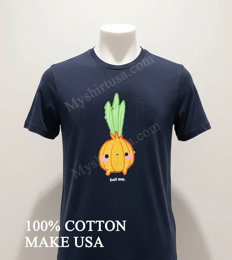 Cute Yellow Onion Character With Pink Cheeks Boil Me Shirt Navy Shirt 1