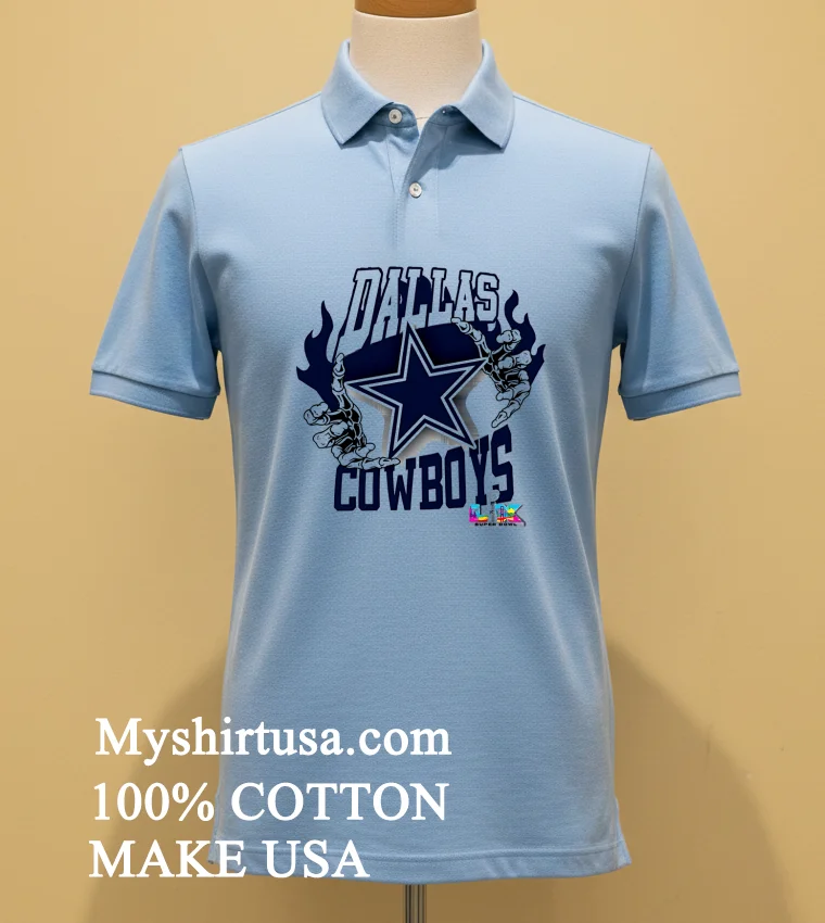 Dallas Cowboys Skeleton Hands Flaming Logo Lx Super Bowl Championship Shirt - blue-shirt Dallas Cowboys Skeleton Hands Flaming Logo Lx Super Bowl Championship Shirt Blue Shirt