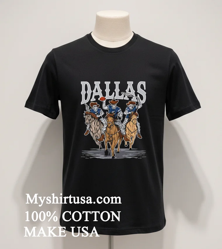 Dallas Cowboys Skeletons On Horses Football Shirt Balck Shirt