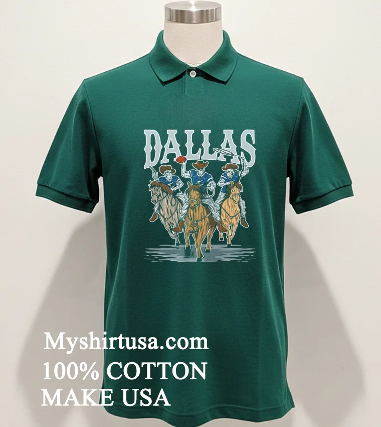 Dallas Cowboys Skeletons On Horses Football Shirt Green Shirt
