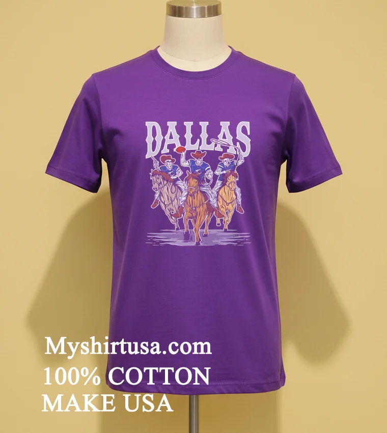 Dallas Cowboys Skeletons On Horses Football Shirt Purple Shirt