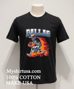 Dallas Football Skeleton Running Fiery Shirt Balck Shirt