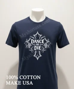 Dance Or Die White Gothic Cross Skeleton Hands funny america t-shirts
