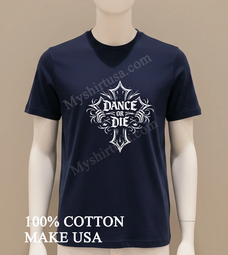 Dance Or Die White Gothic Cross Skeleton Hands funny america t-shirts - navy-shirt Dance Or Die White Gothic Cross Skeleton Hands Shirt Navy Shirt