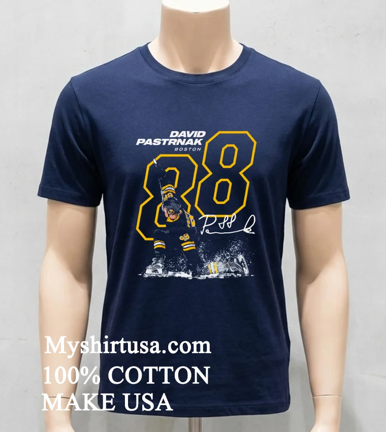 David Pastrnak 88 Boston Bruins Hockey Signature Shirt Navy Shirt
