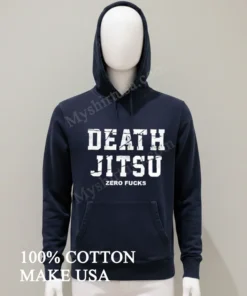 Death Jitsu Zero Fucks Distressed White Block Letters funny america t-shirts