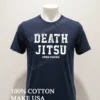 Death Jitsu Zero Fucks Distressed White Block Letters Shirt Navy Shirt 1
