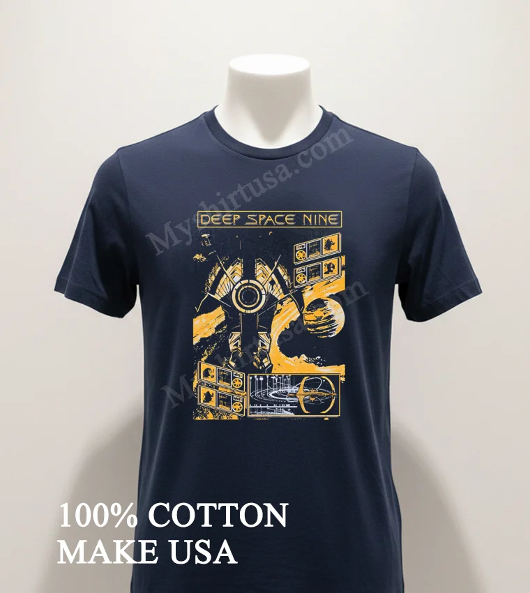 Deep Space Nine Science Fiction Starship Technical Shirt Navy Shirt 1