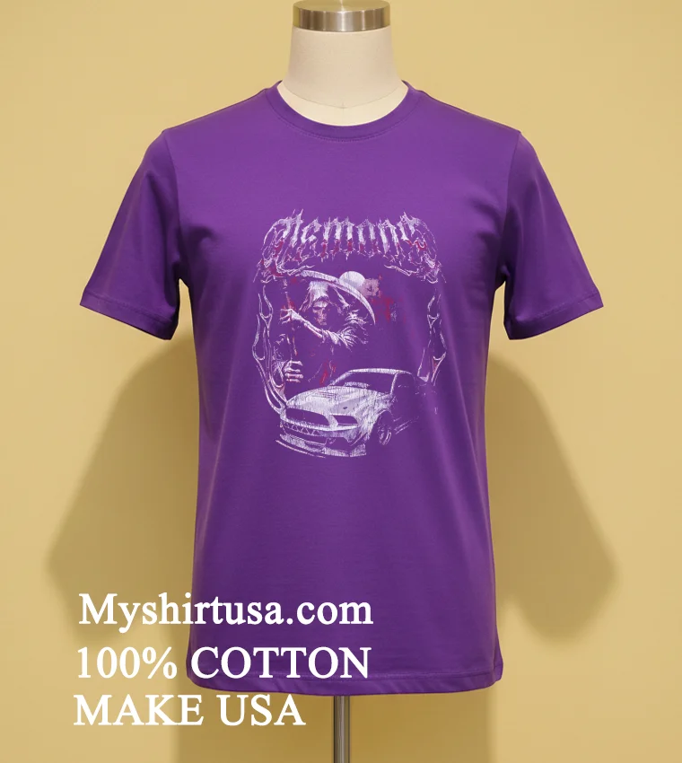 Demons Vintage Mustang Death Retro Shirt - purple-shirt Demons Vintage Mustang Death Retro Shirt Purple Shirt