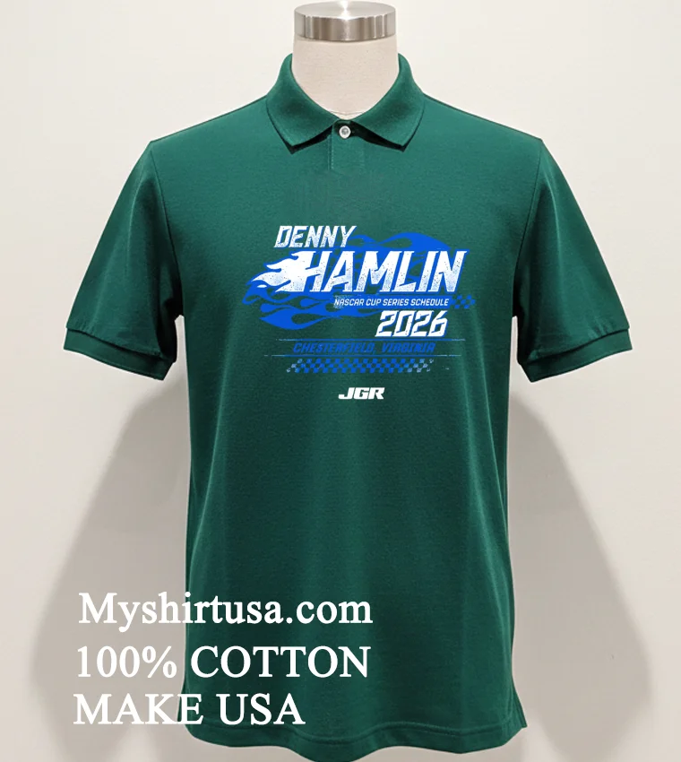 Denny Hamlin Nascar Cup Series Schedule 2026 Chesterfield Virginia new t-shirt - green-shirt Denny Hamlin Nascar Cup Series Schedule 2026 Chesterfield Virginia Shirt Green Shirt