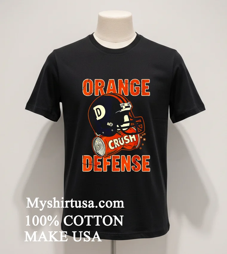 Denver Broncos Crush Orange Defense Helmet Shirt Balck Shirt 1