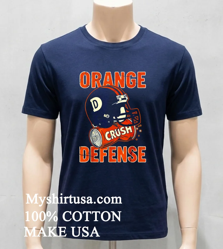 Denver Broncos Crush Orange Defense Helmet Shirt Navy Shirt