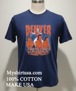 Denver Broncos Skeleton Player Riding Horses Shirt Navy Shirt 1