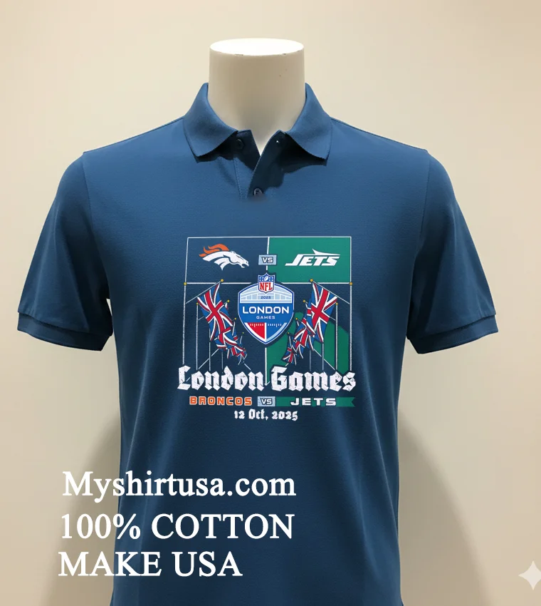 Denver Broncos Vs New York Jets 2025 London Nfl International Games new t-shirt - navy-shirt Denver Broncos Vs New York Jets 2025 London Nfl International Games Shirt Navy Shirt 2
