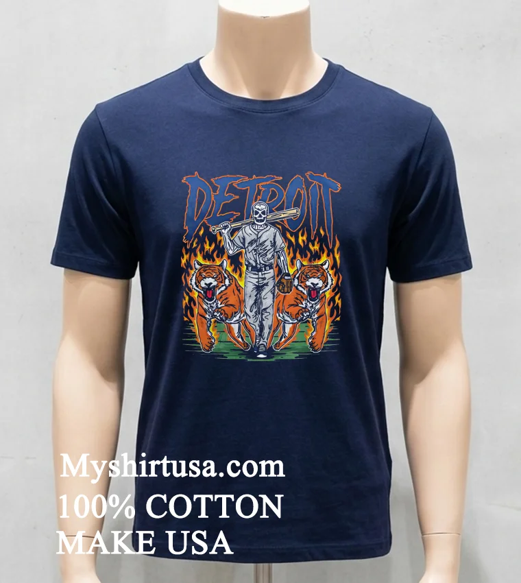 Detroit Baseball Tigers Graphic Skeleton new t-shirt - navy-shirt Detroit Baseball Tigers Graphic Skeleton Shirt Navy Shirt