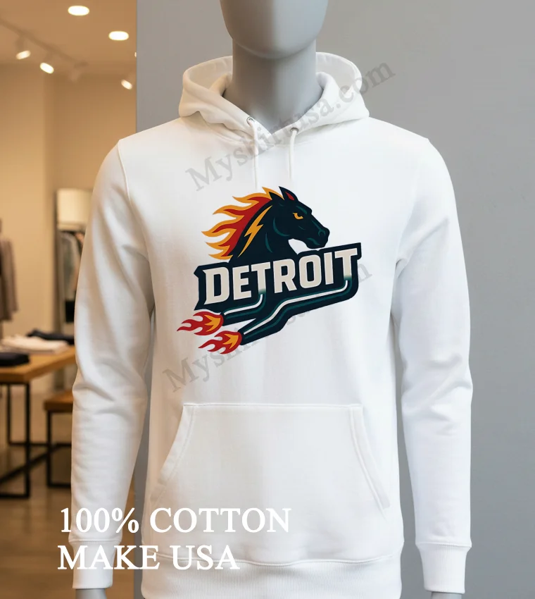 Detroit Flaming Horse Head Racing Shirt Hoodie Shirt