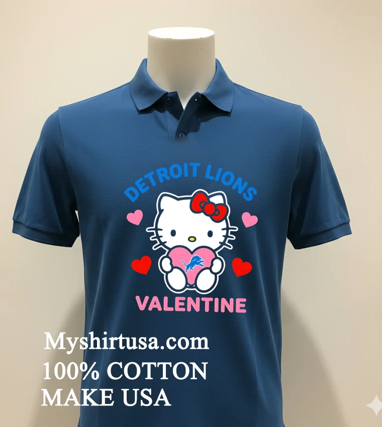 Detroit Lions Hello Kitty Valentine Cute Shirt - navy-shirt Detroit Lions Hello Kitty Valentine Cute Shirt Navy Shirt 1