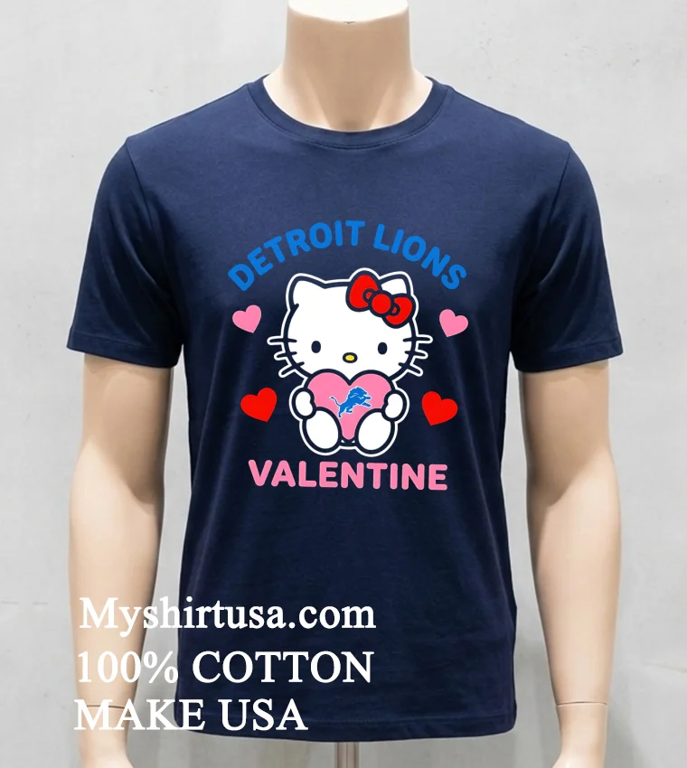 Detroit Lions Hello Kitty Valentine Cute Shirt Navy Shirt