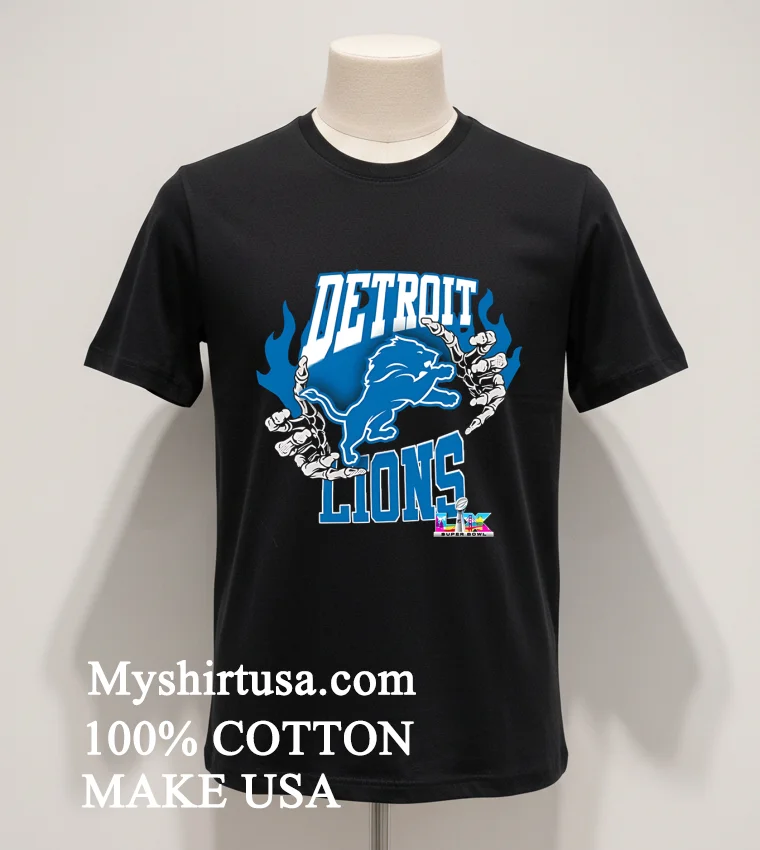 Detroit Lions Skeleton Hands Flaming Logo Lx Super Bowl Championship Shirt - balck-shirt Detroit Lions Skeleton Hands Flaming Logo Lx Super Bowl Championship Shirt Balck Shirt 1