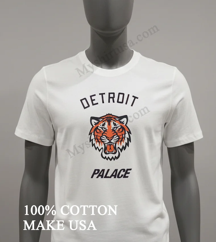 Detroit Palace Tiger Face Logo Shirt White T Shirt 3