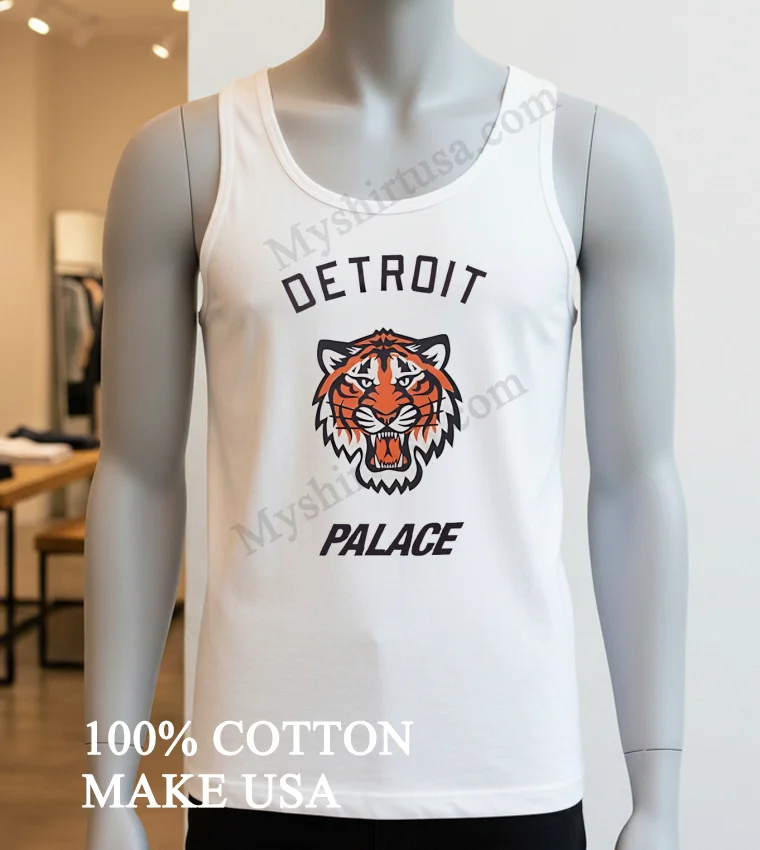 Detroit Palace Tiger Face Logo funny america t-shirts - white-t-shirt Detroit Palace Tiger Face Logo Shirt White T Shirt 4