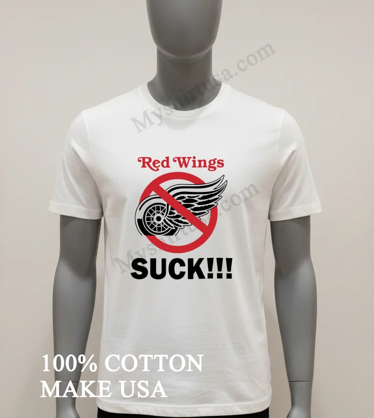 Detroit Red Wings Suck Vinateg 90s Shrit White T Shirt 1