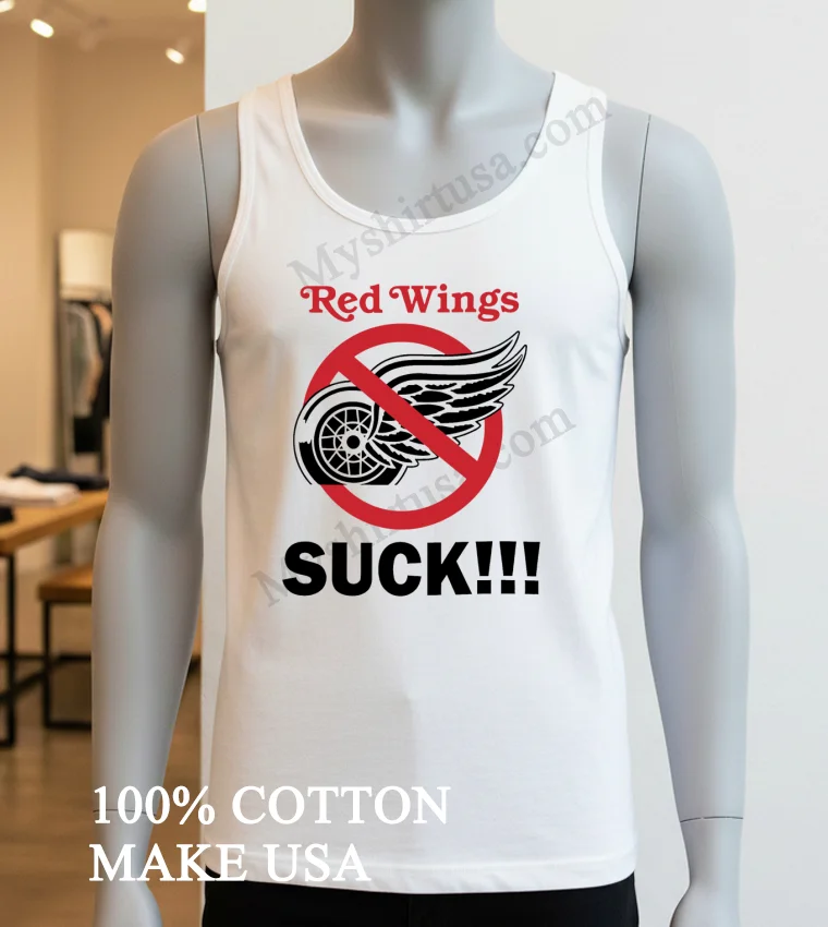 Detroit Red Wings Suck Vinateg 90s Shrit White T Shirt 3