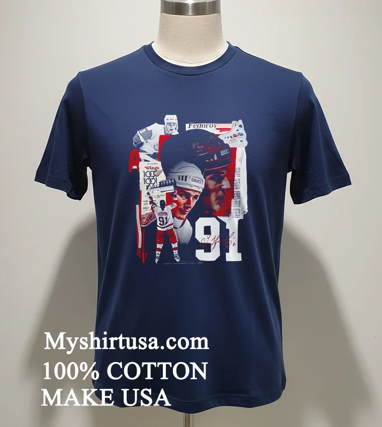 Detroit Red Wings X Sergei Fedorov Signature Red new t-shirt - navy-shirt Detroit Red Wings X Sergei Fedorov Signature Red Shirt Navy Shirt 1