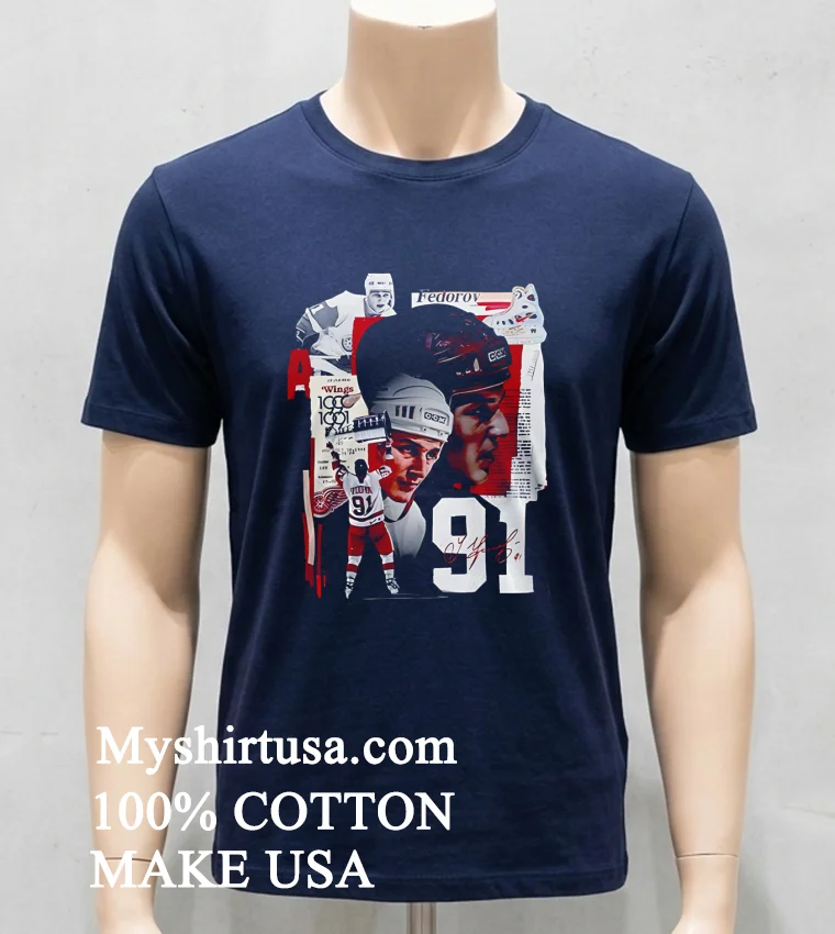 Detroit Red Wings X Sergei Fedorov Signature Red new t-shirt - navy-shirt Detroit Red Wings X Sergei Fedorov Signature Red Shirt Navy Shirt