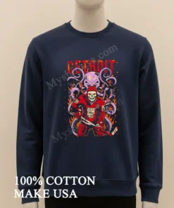 Detroit Salty Goon Gear Skeleton Hockey Player And Giant Octopus Shirt