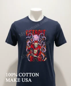 Detroit Salty Goon Gear Skeleton Hockey Player And Giant Octopus Shirt