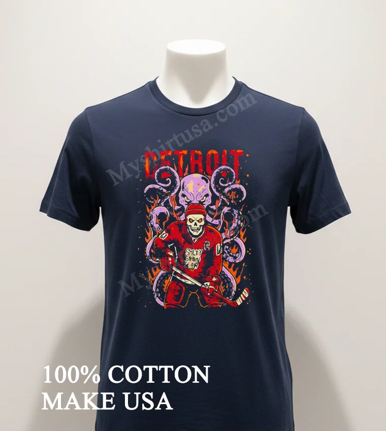 Detroit Salty Goon Gear Skeleton Hockey Player And Giant Octopus Shirt - navy-shirt Detroit Salty Goon Gear Skeleton Hockey Player And Giant Octopus Shirt Navy Shirt 1