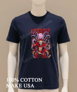 Detroit Salty Goon Gear Skeleton Hockey Player And Giant Octopus Shirt