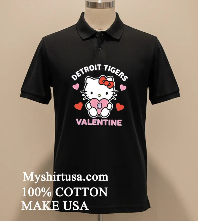 Detroit Tigers Hello Kitty Valentine Cute Shirt - balck-shirt Detroit Tigers Hello Kitty Valentine Cute Shirt Balck Shirt 2