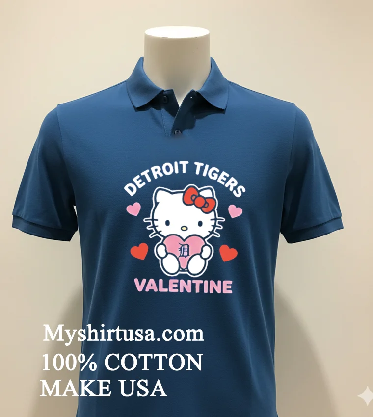 Detroit Tigers Hello Kitty Valentine Cute Shirt Navy Shirt 1