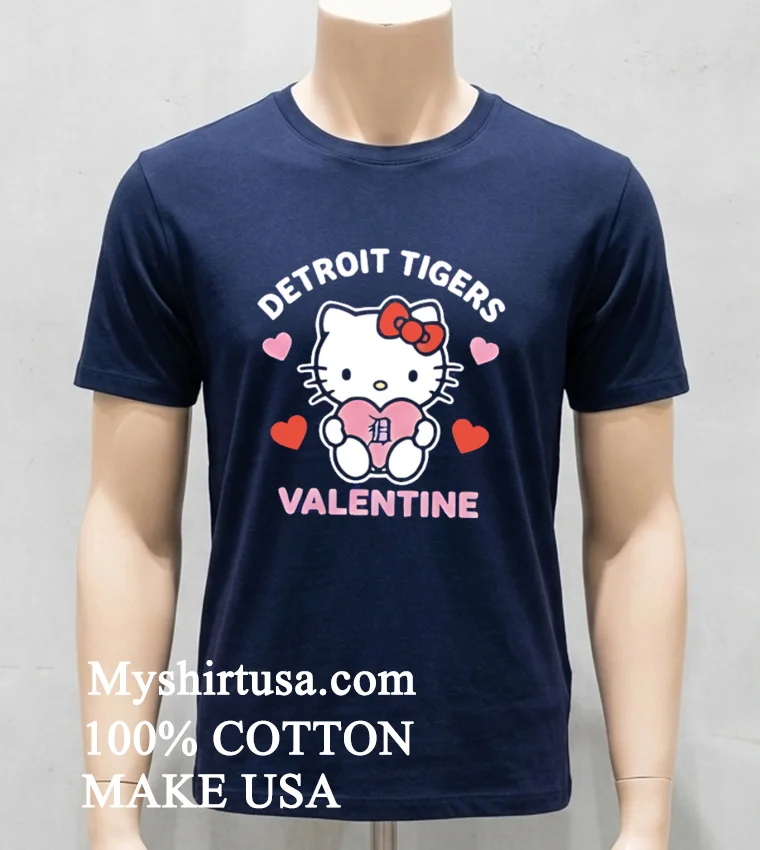 Detroit Tigers Hello Kitty Valentine Cute Shirt Navy Shirt