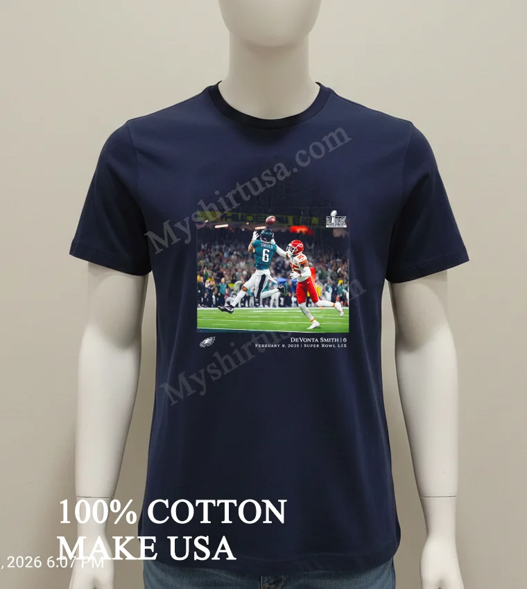 Devonta Smith Black Philadelphia Eagles Nfl Flash Features Super Bowl Lix Champions Shirt Navy Shirt 1
