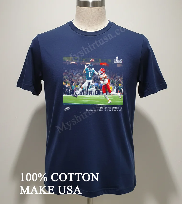Devonta Smith Black Philadelphia Eagles Nfl Flash Features Super Bowl Lix Champions Shirt Navy Shirt 2